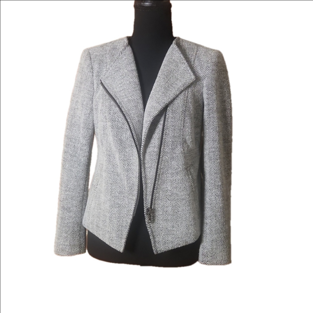 LOFT Gray Tailored Zip-up Blazer, Size SP